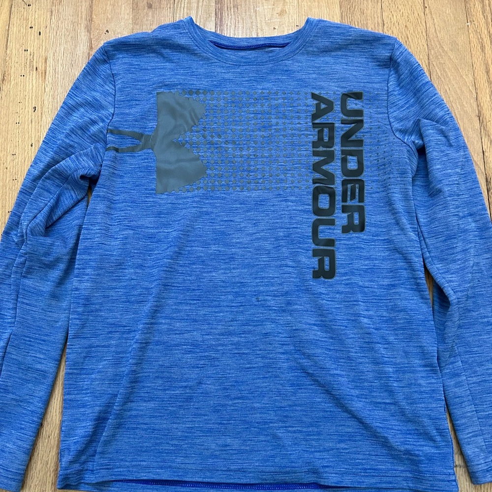 Under Armour Youth X-Large Kids Loose Heathered Blue Long Sleeve Tee